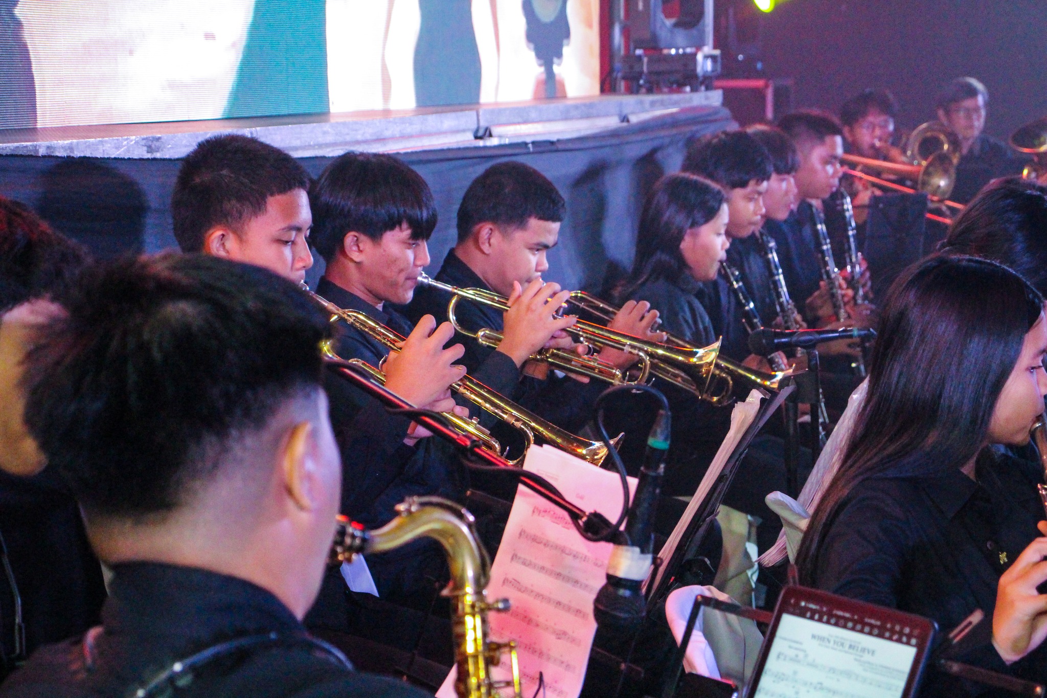 Trumpet section in concert